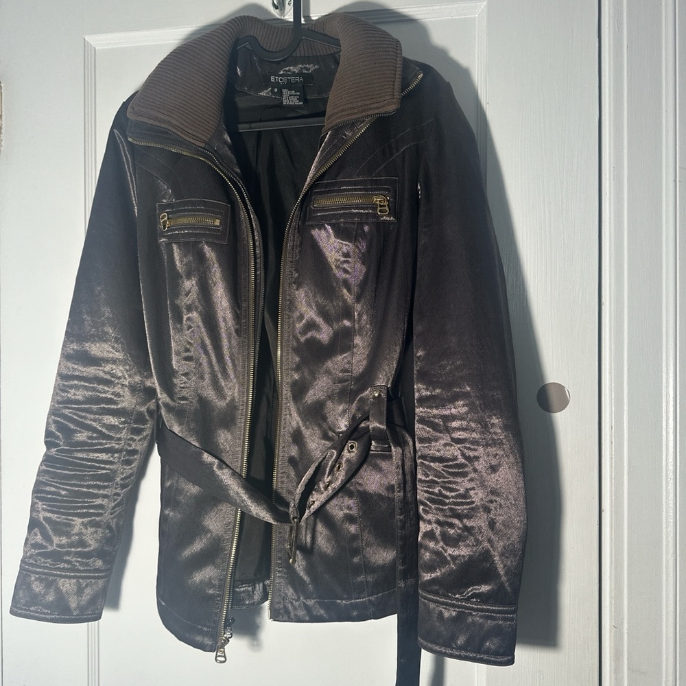 Etcetera Shimmering Brown Leather Jacket
